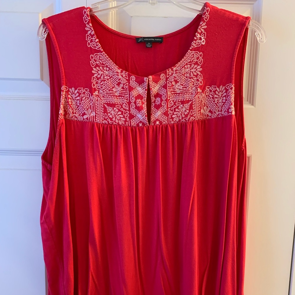 Adrianna Papell pink embroidered sleeveless blouse